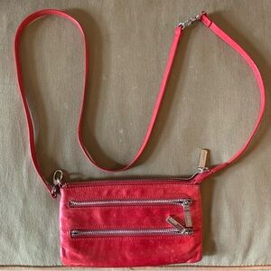 Red Leather Crossbody/Wristlet